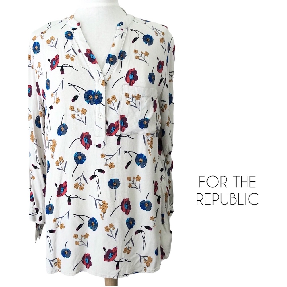 For The Republic | Off White Floral Blouse